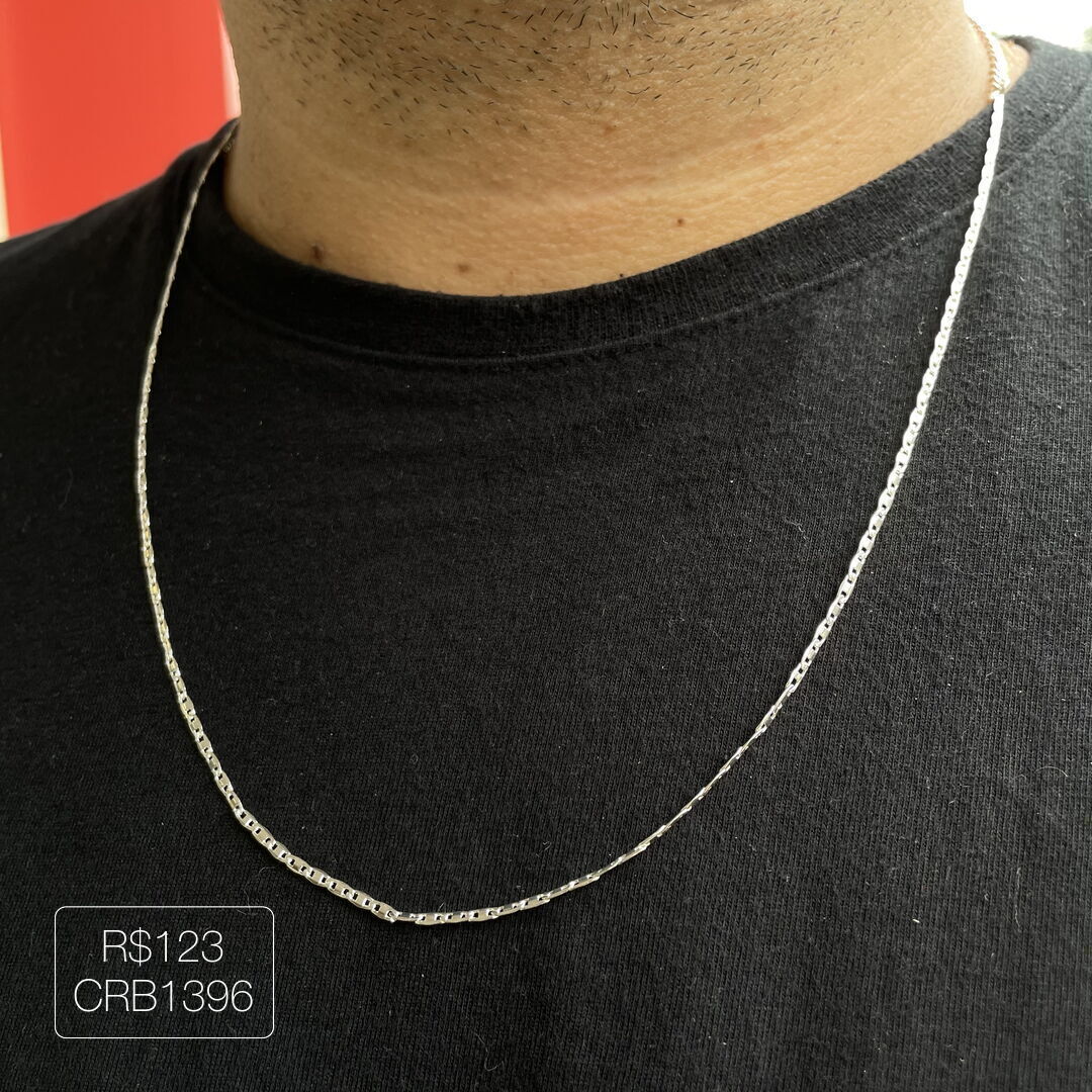 Colar Piastrine 50+10cm Liso Prateado